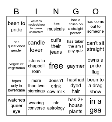 queer bingo Card