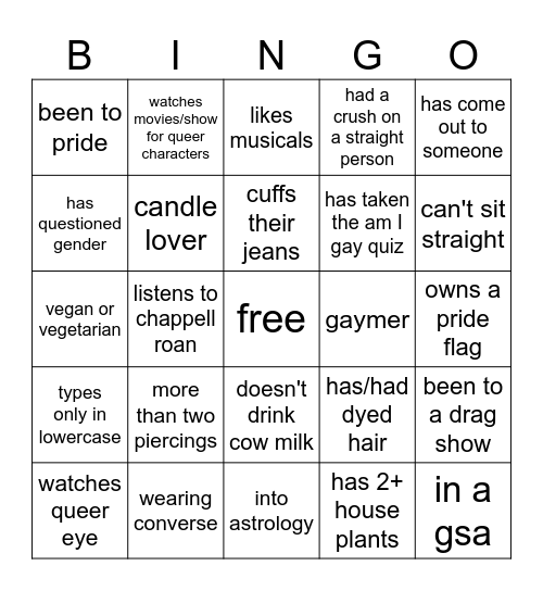 queer bingo Card