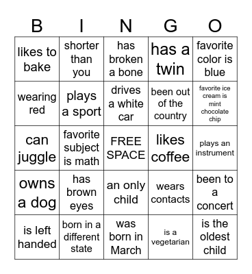 People Bingo Card