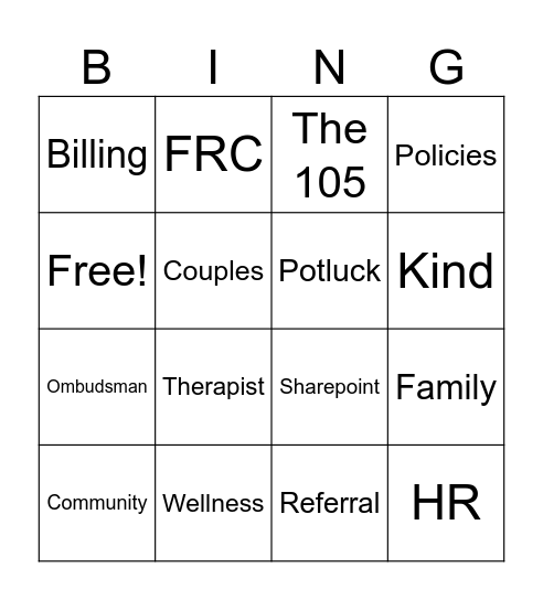 FSA Bingo Card