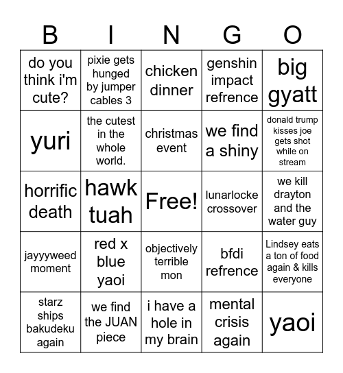 CHICKEN DINNER + Slug Bingo Card