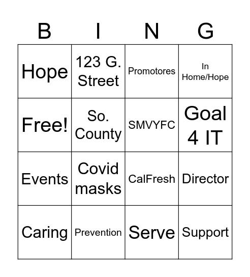 FSA Bingo Card