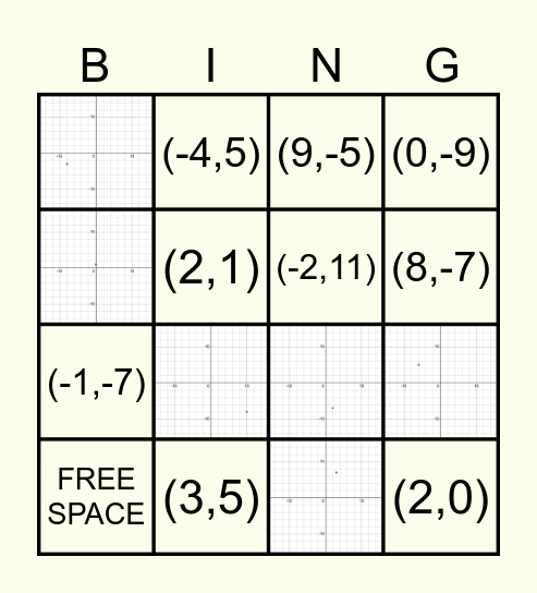 Graphing BINGO Card