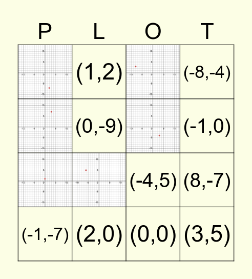 GRAPHING BINGO Card