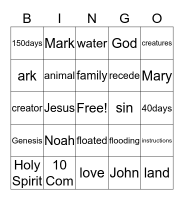 Bible Quiz 1 Bingo Card