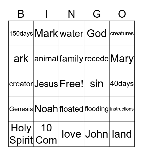 Bible Quiz 1 Bingo Card