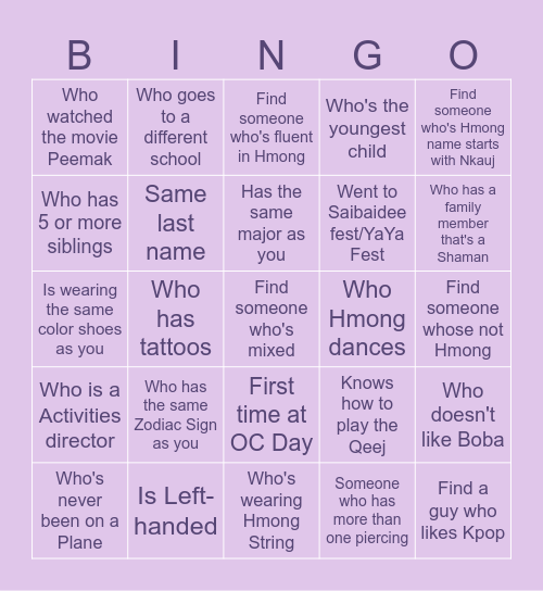 People Bingo Card