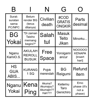 PTSD BINGO Card