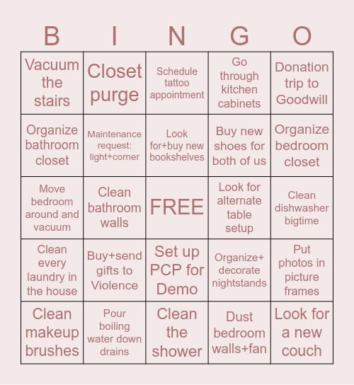 To-Do 10/9-11/6 Bingo Card