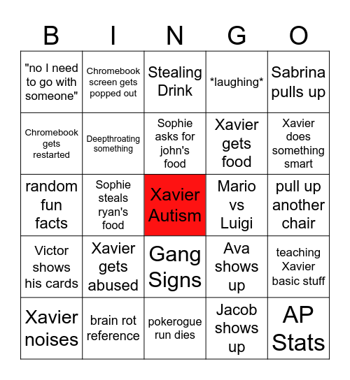 Lunch table bingo Card