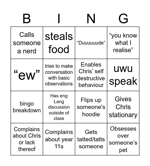 Bongo Bingo Card