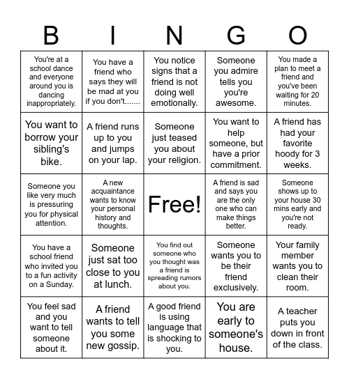 Boundary Bingo Card