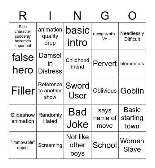 shonen bingo Card