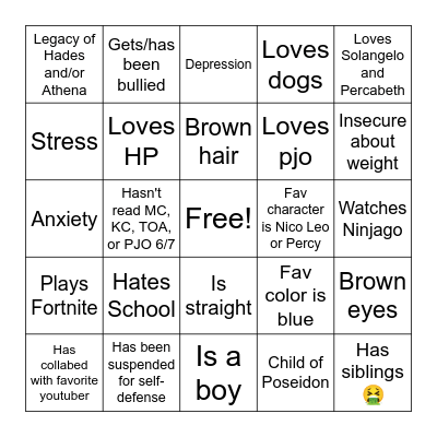 How similar are you to me Bingo Card