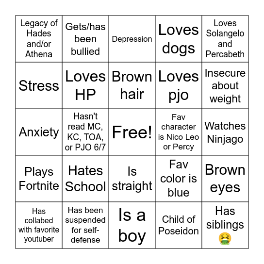 How similar are you to me Bingo Card