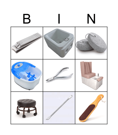 Tools and Equipment in Foot Spa Bingo Card