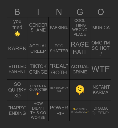 ✨️MAIN CHARACTER BINGO💅 Bingo Card