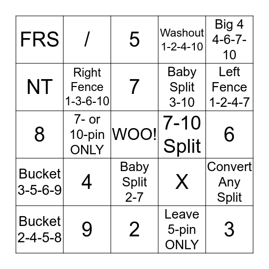 Bowling Bingo Card