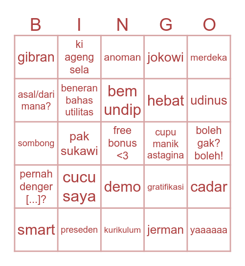 bingo utilitas Bingo Card