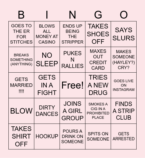 DEAN AT VEGAS Bingo Card