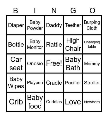 IVY JADE'S BABY SHOWER Bingo Card