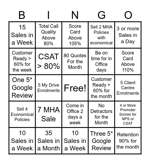 Deeks BINGO - Sales Bingo Card