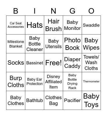 Nguyen Baby Shower Bingo Card