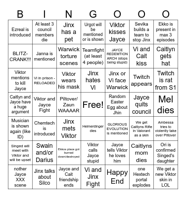 Arcane S2 Bingo Card