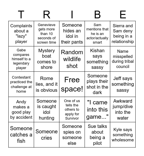 Survivor Bingo!!! Bingo Card