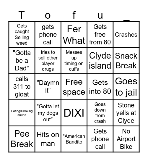 Tofu Bingo Card