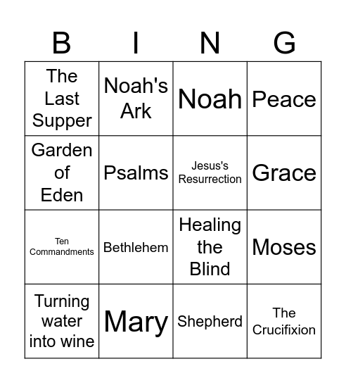 CSU Bible Bingo Card