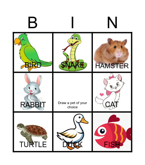 Pets Bingo Card