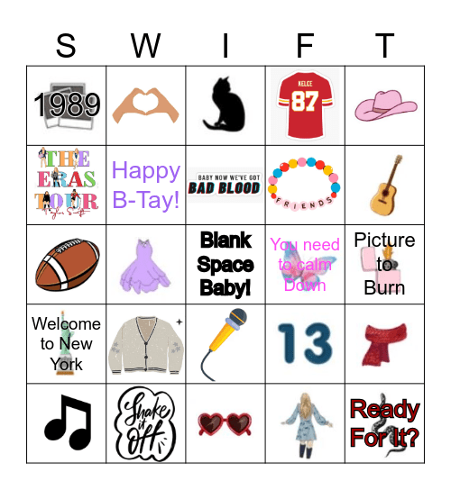 Swiftie Bingo Card