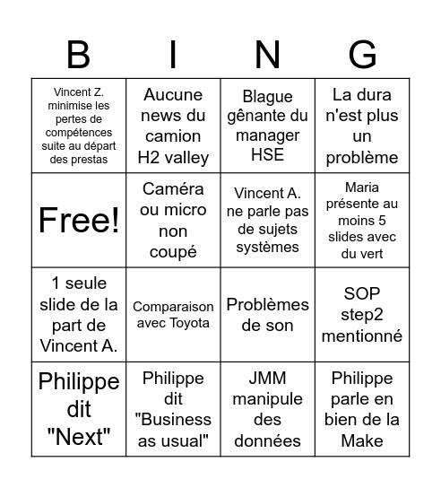 Town Hall Bingo Card