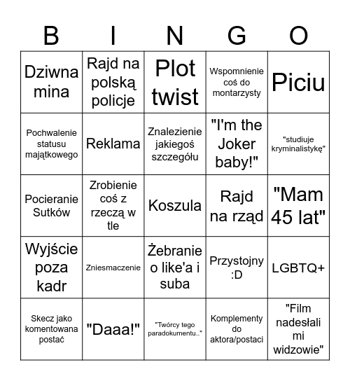 Lakarnumowe Bingo Card