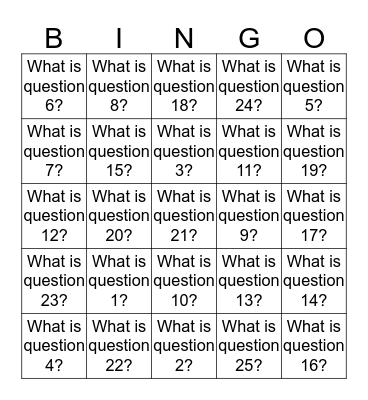 Library Orientation Bingo Card