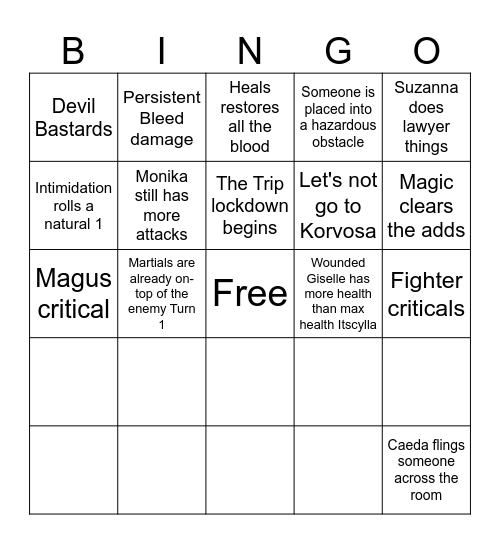 Another Day for the Silver Ravens Bingo Card