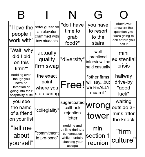 OCI Bingo Card