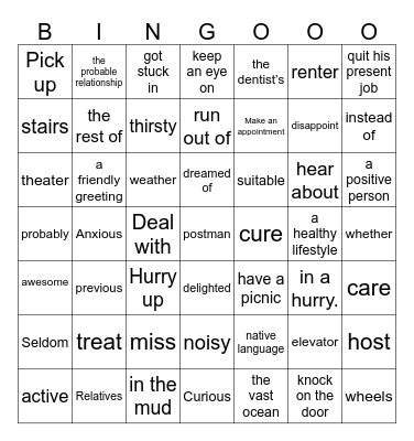 听力必会词   4       name:_____________ Bingo Card