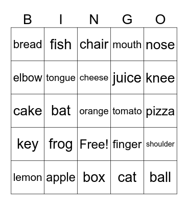 Pronunciation Bingo Card