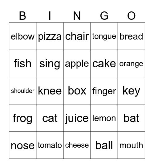 Pronunciation Bingo Card