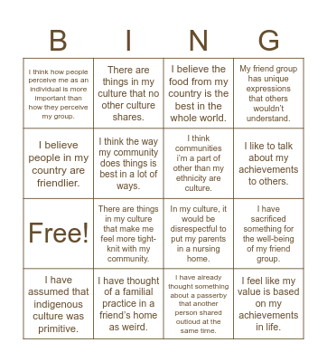 Chapter 5 Bingo Card