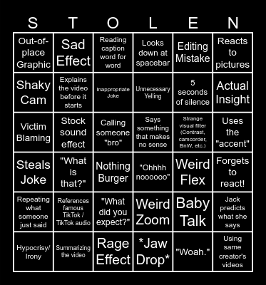 Ultimate SSSniperwolf Bingo 6x6 Bingo Card