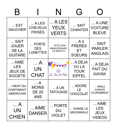 TROUVE QUELQU'UN QUI... Bingo Card