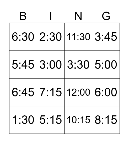 ¿Qué hora es? Time Bingo Card