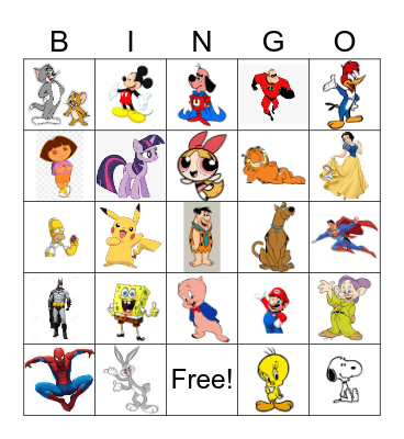 Cartoon Bingo Card