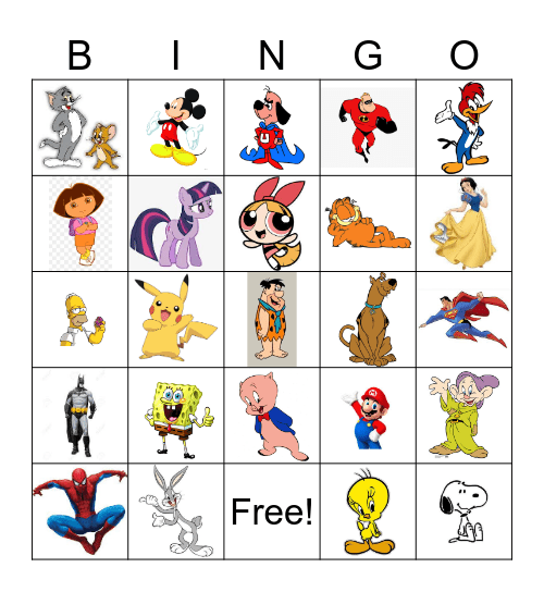 Cartoon Bingo Card