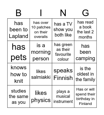 Friendship Nigh Bingo Card