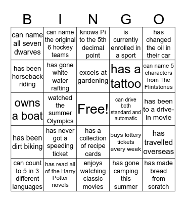 Find Someone Who. . . Bingo Card