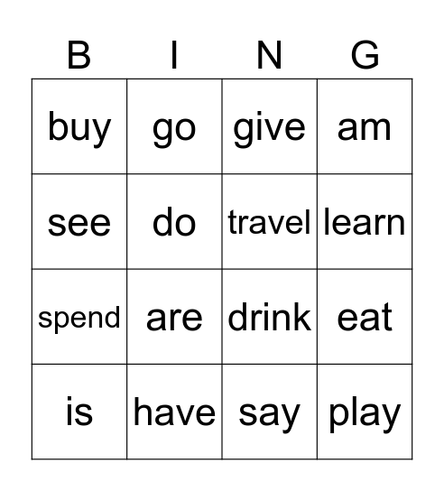 Simple Past Mix 4x4 Bingo Card